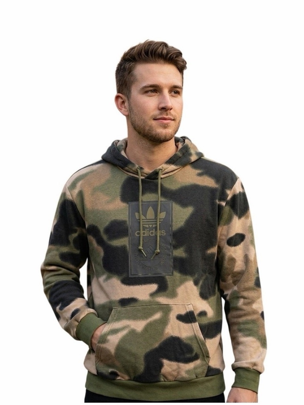 adidas Men’s Camo Hoodie in Green and Black